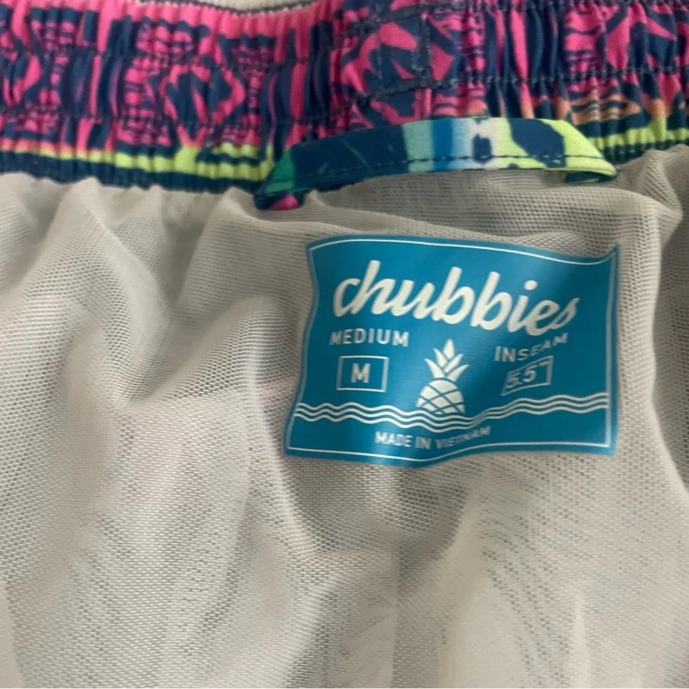 Chubbies Pink and Blue Patterned Swim Trunks size medium